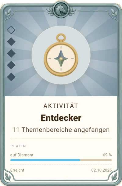 Erfolgskarte Entdecker in Platin