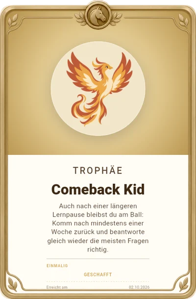 Trophäe Comeback Kid