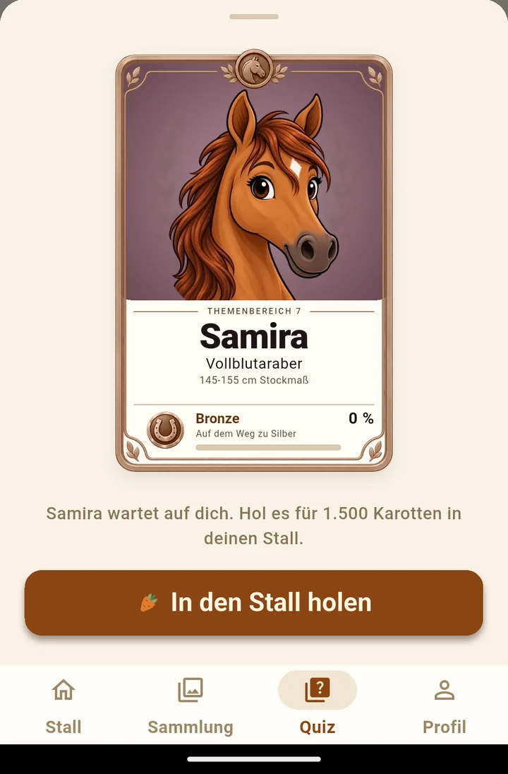 Samira wartet darauf, in den Stall geholt zu werden